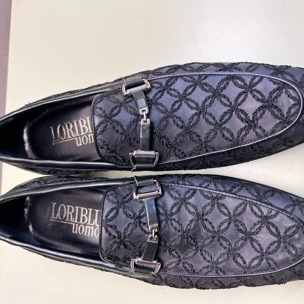 LORIBLU MADE IN ITALY LEATHER  Black Slip-On Loafers with Cushioned Insole